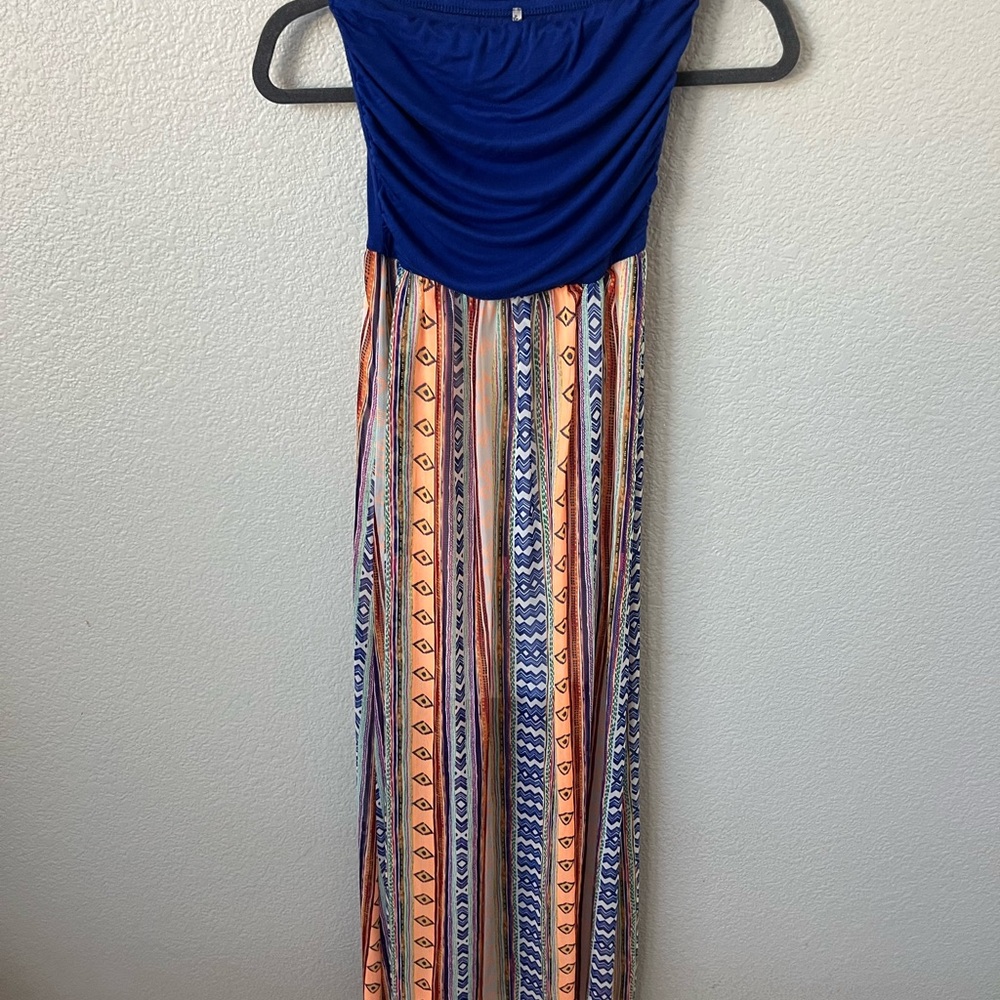 Women’s size small Multicolor Strapless Maxi Dress